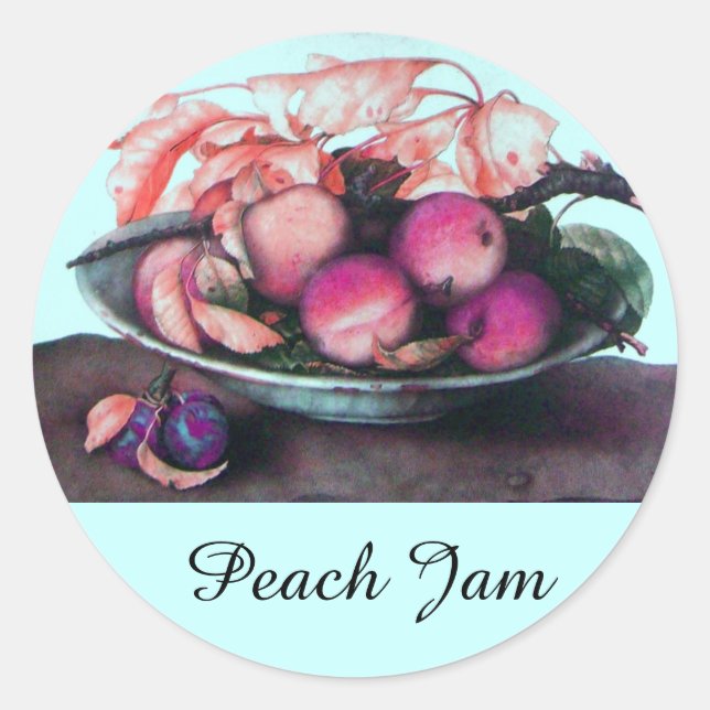 Sticker Rond FRUITS DE SAISON / PEACH Preserve Canning Jar (Devant)