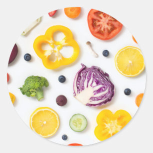 Sticker Rond Fruits et légumes