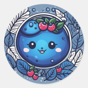 Sticker Rond Fruits mignons Blueberry délice