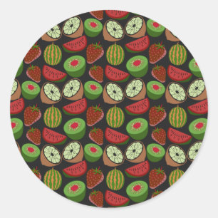 Sticker Rond Fruits tropicaux sans soudure motif coloré