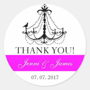 Sticker Rond Fuchsia Cute Lustre Mariage Favoriser Merci