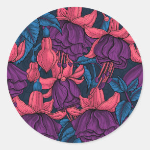 Sticker Rond Fuchsia en bleu et violet