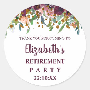 Sticker Rond Fuchsia Floral, Remerciements pour une Soirée d'Ad