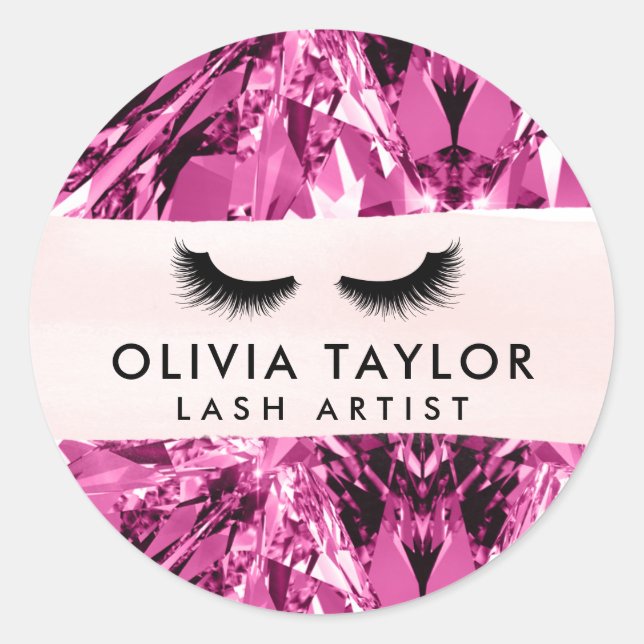 Sticker Rond Fuchsia moderne brillant de longues et belles cils (Devant)