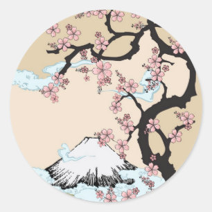 Sticker Rond Fuji et Sakura