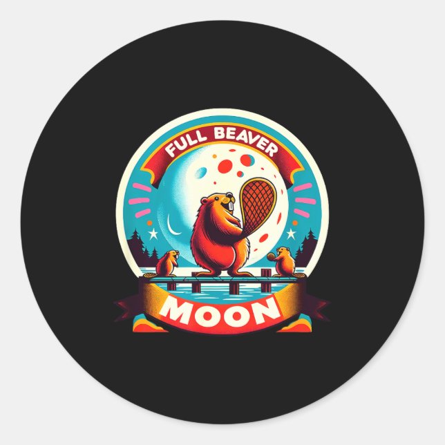 Sticker Rond Full Moon Beaver  (Devant)