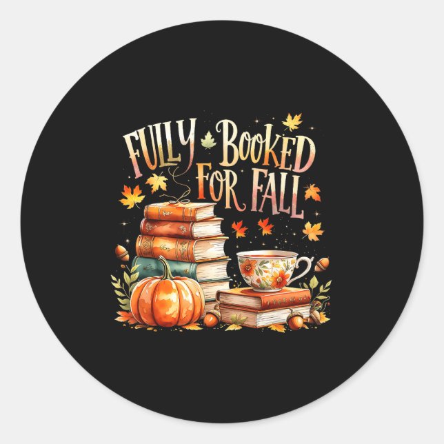 Sticker Rond Fully Booked For Fall Cozy Autumn Reading Gift  (Devant)