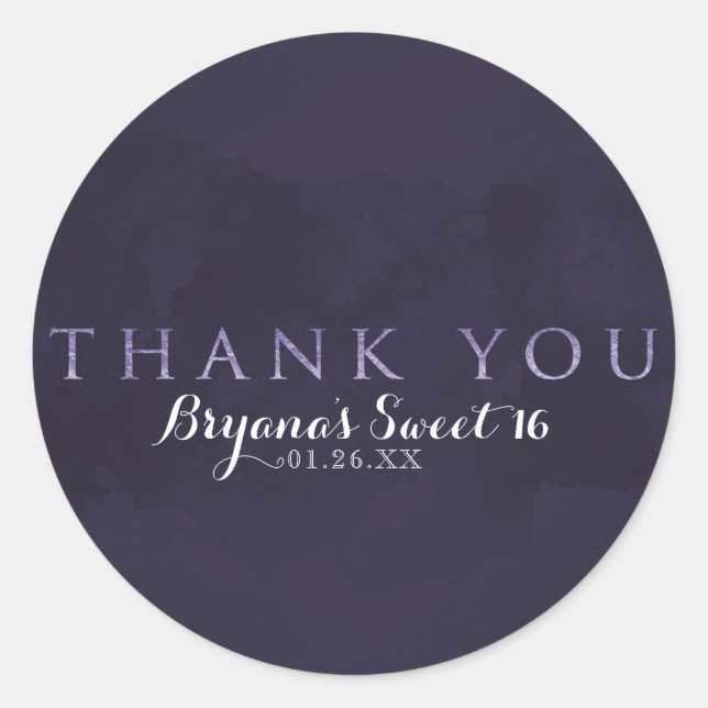 Sticker Rond Fumé Plum Grey Chic Glam MERCI moderne Favoriser (Devant)