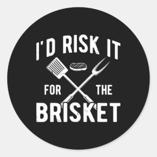 Sticker Rond Fumée Amusante Brisket Id Risque Pour Le Brisket