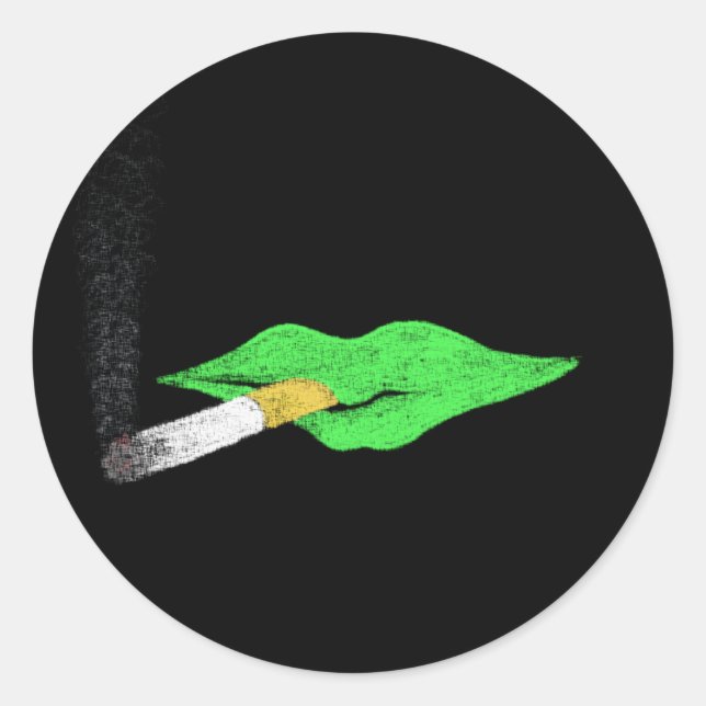 Sticker Rond Fumer aux lèvres vertes (Devant)