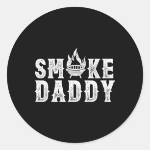 Sticker Rond Fumer Papa Barbecue Grill Fumer Drôle Barbecue Pap