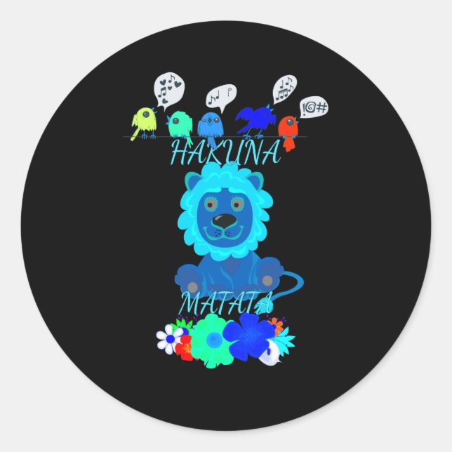 Sticker Rond Fun Baby Lion Simba Kenya Mara Safari (Devant)