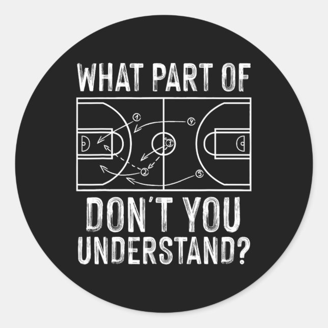 Sticker Rond Fun Basket-ball Coach Design Hommes Femmes Ball Je (Devant)