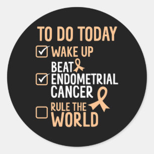 Sticker Rond Fun Beat Endometrial Cancer Rule The World - Survi