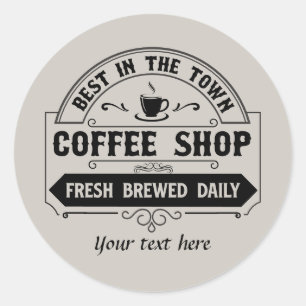 Sticker Rond Fun best coffe shop personnalisable