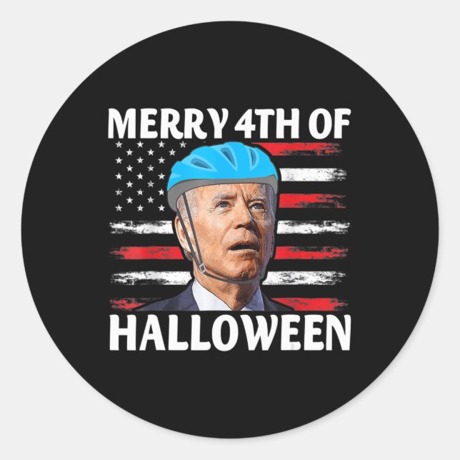 Sticker Rond Fun Biden Dazed Joyeux Juillet Joyeux Halloween Bi (Devant)
