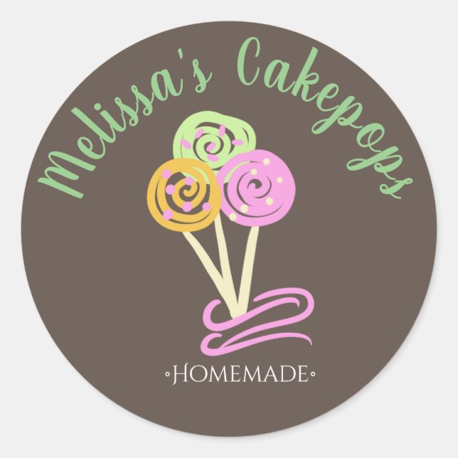 Sticker Rond Fun Cakepop Logo Bannière Boulangerie maison Fils  (Devant)