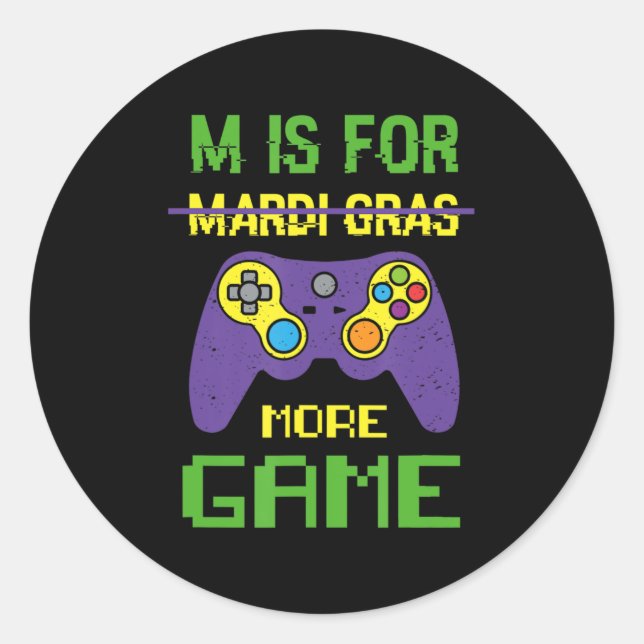 Sticker Rond Fun Celebrate Mardi Gras Video Game Controller Gam (Devant)