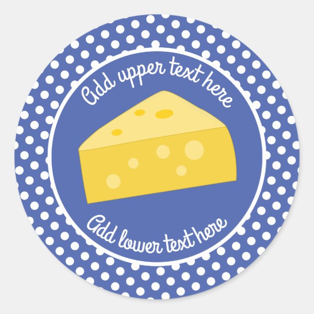 Sticker Rond Fun Cheese Wedge - style dessin animé point blanc  (Devant)