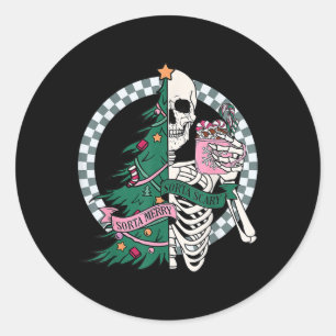 Sticker Rond Fun Christmas Sorta Merry Sorta Scandale Skeleton 