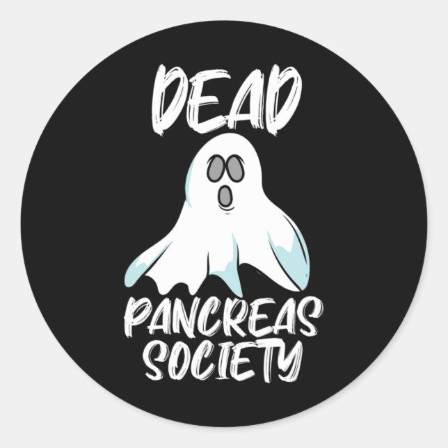 Sticker Rond Fun Dead Pancreas Society T1D T2D Design (Devant)