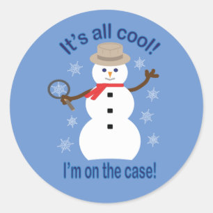 Sticker Rond Fun et Fantaisie C'est Tout Cool Bonhomme de Neige