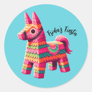 Sticker Rond Fun Festive Mexicaine Colorful Piñata Nom personna