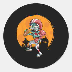 Sticker Rond Fun Football Joueur Zombie Halloween Football Spor