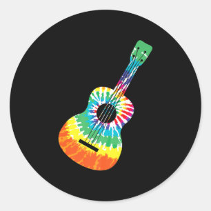 Sticker Rond Fun Hippie Rainbow Tie Dye Acoustic Guitar Premium