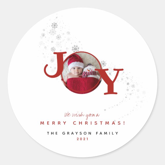 Sticker Rond Fun Joyeux Noël Joie Photo Holiday (Devant)