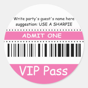 Sticker Rond Fun Kids VIP Pass Admettre une fête d'anniversaire