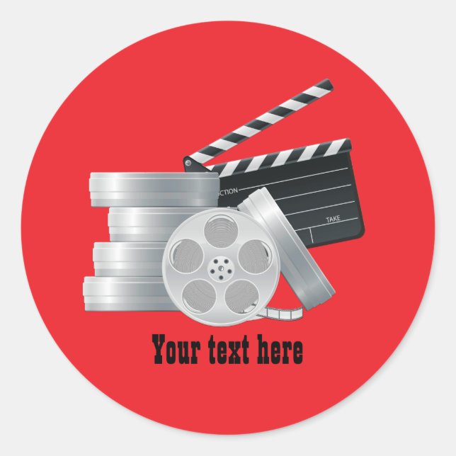 Sticker Rond Fun movie lovers add text  (Devant)