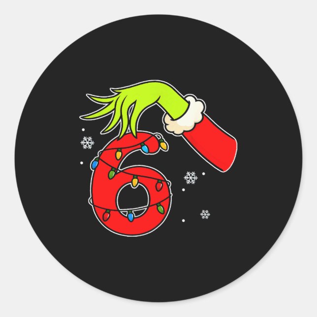 Sticker Rond Fun Number 6 Christmas 67 Six Seven Meme Xmas Men  (Devant)