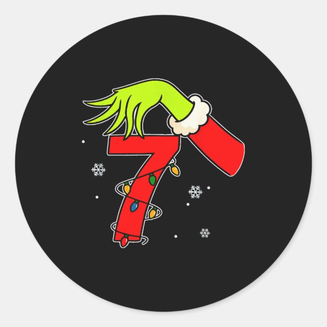 Sticker Rond Fun Number 7 Christmas 67 Six Seven Meme Xmas Men  (Devant)
