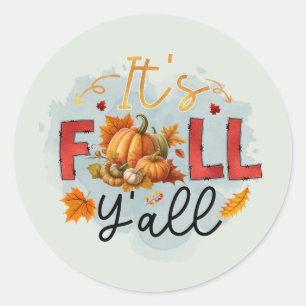 Sticker Rond Fun Saison Automne Y'all vendeurs citrouille