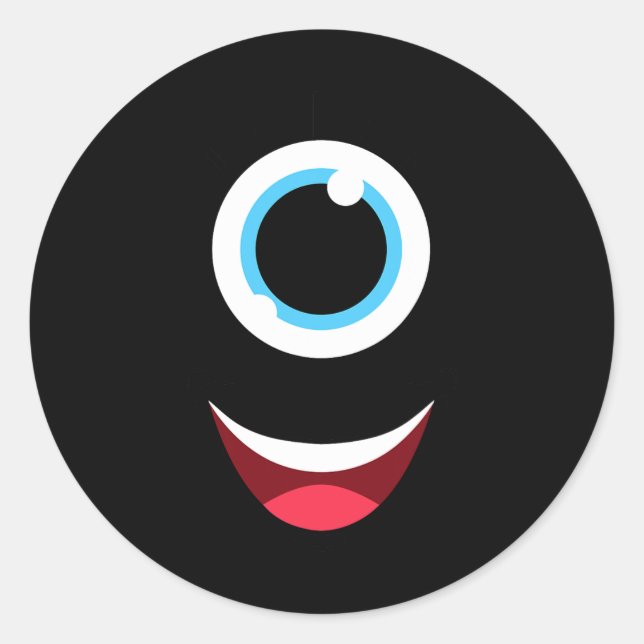 Sticker Rond Fun Scanner Monster Eyeball Face Facile Halloween  (Devant)