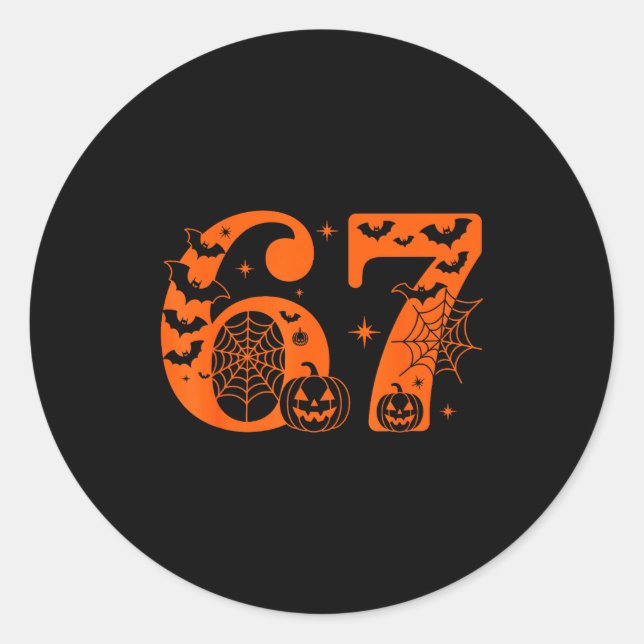 Sticker Rond Fun Six Seven 6 7 Meme Design Couples Halloween  (Devant)