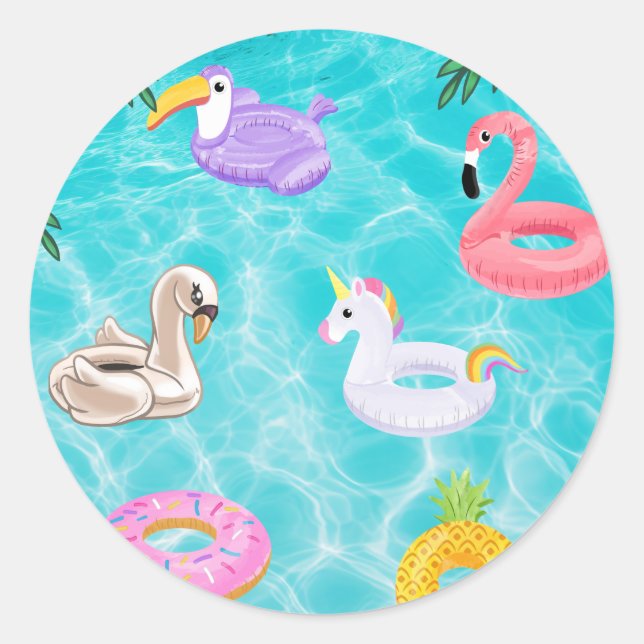 Sticker Rond Fun Summer Pool Party (Devant)