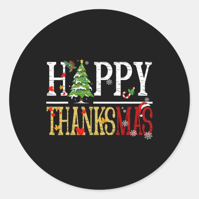 Sticker Rond Fun Thanksgiving Noël Joyeux Thanksmas (Devant)