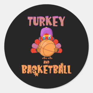 Sticker Rond Fun Thanksgiving Turquie joue Basketball Tee Men B