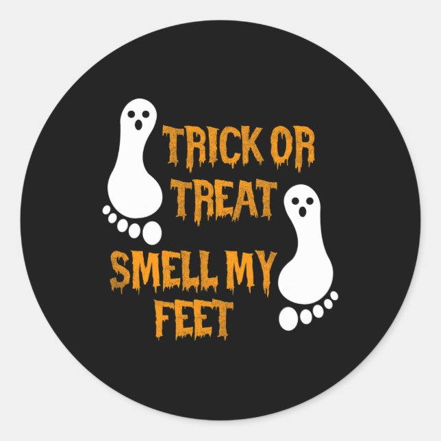 Sticker Rond Fun Trick ou Treat odore mes pieds Halloween (Devant)