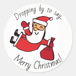 Sticker Rond Fun Tumbling Père Noël voeux de Noël