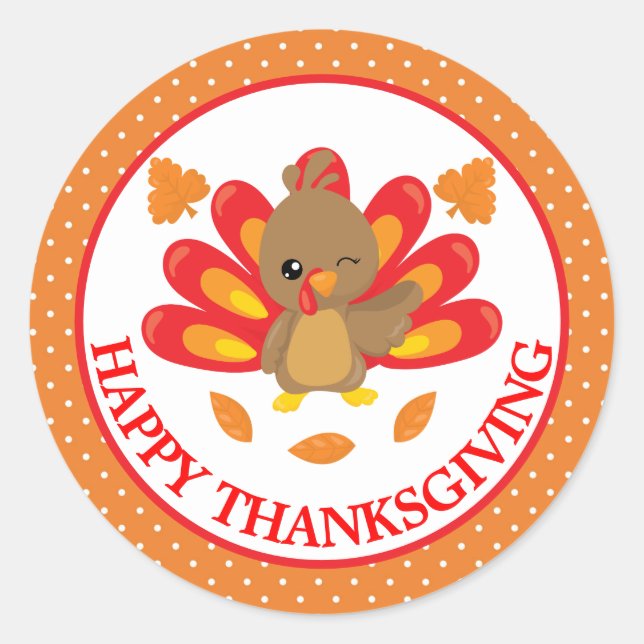 Sticker Rond Fun Turkey Thankgiving (Devant)