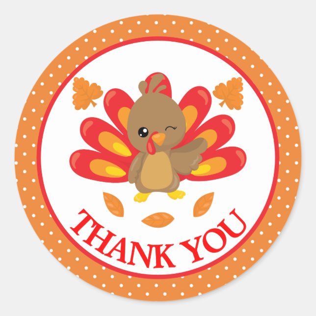 Sticker Rond Fun Turkey Thanksgiving Merci (Devant)