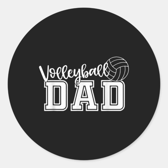 Sticker Rond Fun Volley-ball Papa Volleyball Père Joueur Lover (Devant)