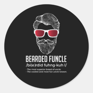 Sticker Rond Funcle à tête drôle Définition Nouveauté