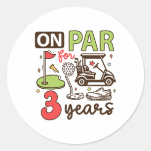 Sticker Rond Funky 3ème Anniversaire Chemise de Golf 3 Ans Golf
