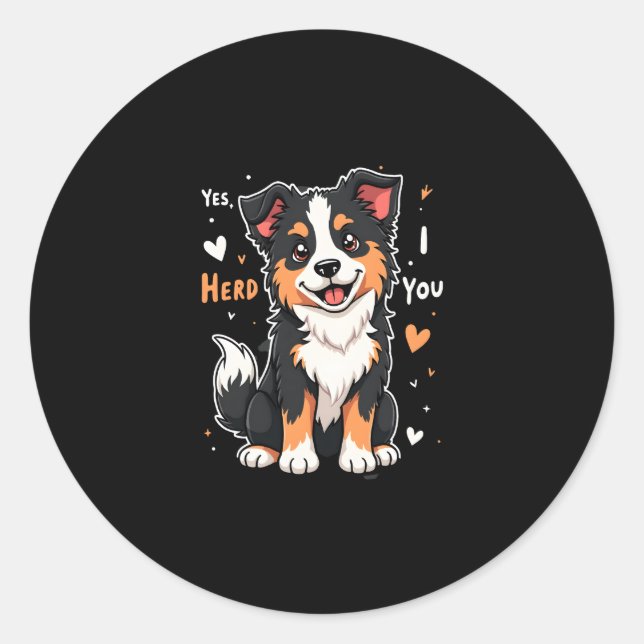 Sticker Rond Funky Australian Shepherd Maman Cadeaux Aussie Oui (Devant)