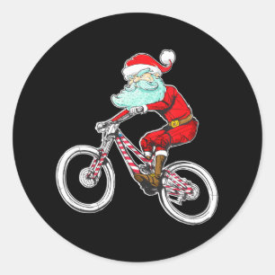 Sticker Rond Funky Christmas Mountain Bike Santa Claus MTB