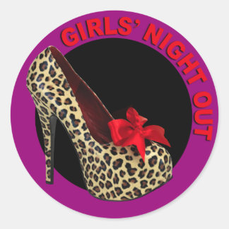 Sticker Rond Funky Leopard Stiletto Girls Night Out